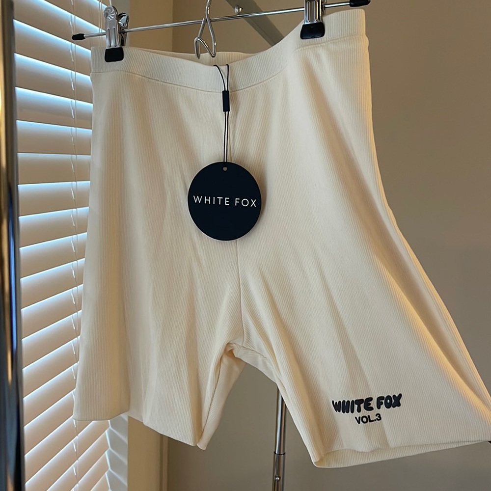 COPY - Vanilla Ribbed White Fox Shorts